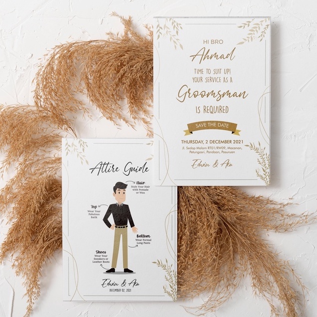 

(NO PRE-ORDER) Aesthetic Attire Guide and Groomsman Card (UKURAN BESAR A5)