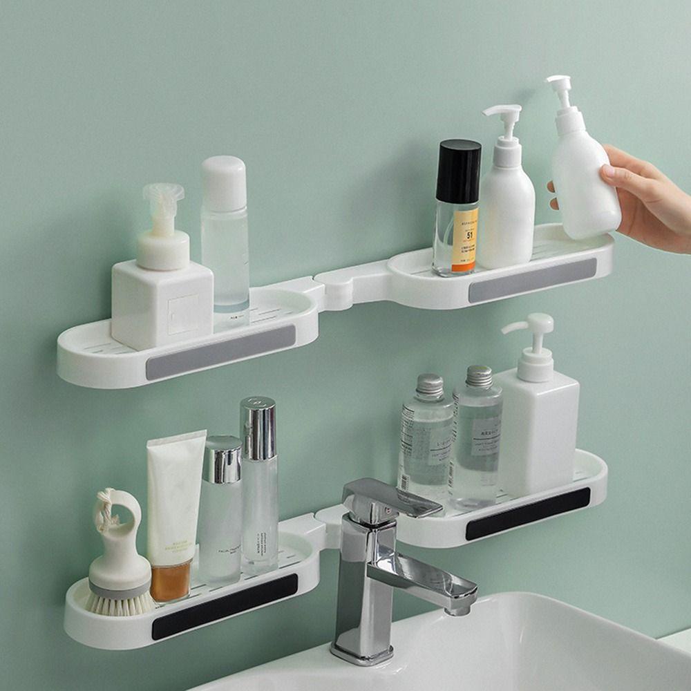 Solighter Rak Putar Kamar Mandi Toilet Baru Wastafel Foldable Drain Soap Shelves