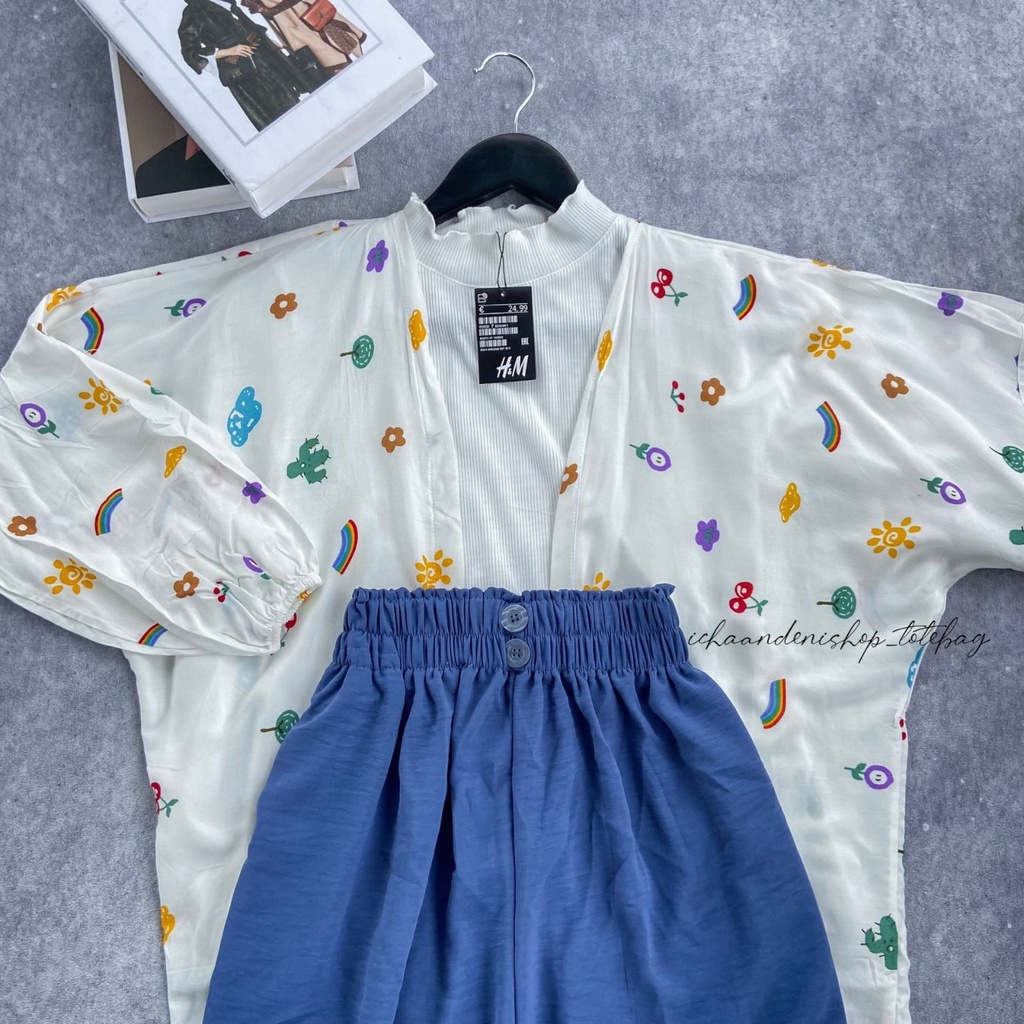 Set Kiyowo Outer + Kulot Lula Kancing 2 + Inner Kriwil