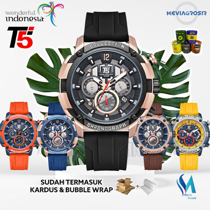 JAM TANGAN PRIA T5 H3926 H3926G 3926 JAM T5 ORIGINAL 100% CHRONOGRAPH TAHAN AIR BERGARANSI FREE TIN 