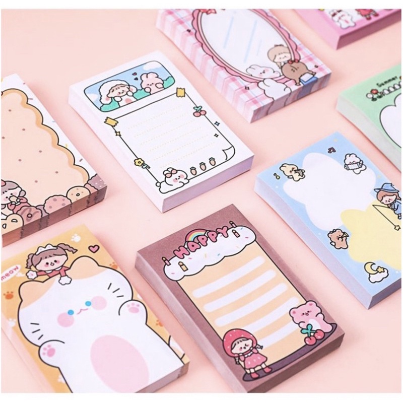 

EMMALAND || 100 Lembar Korean Memo Pad Sticky Notes Cute Aesthetic Motif Anak Perempuan Kartun Untuk Pelajar / Kantor