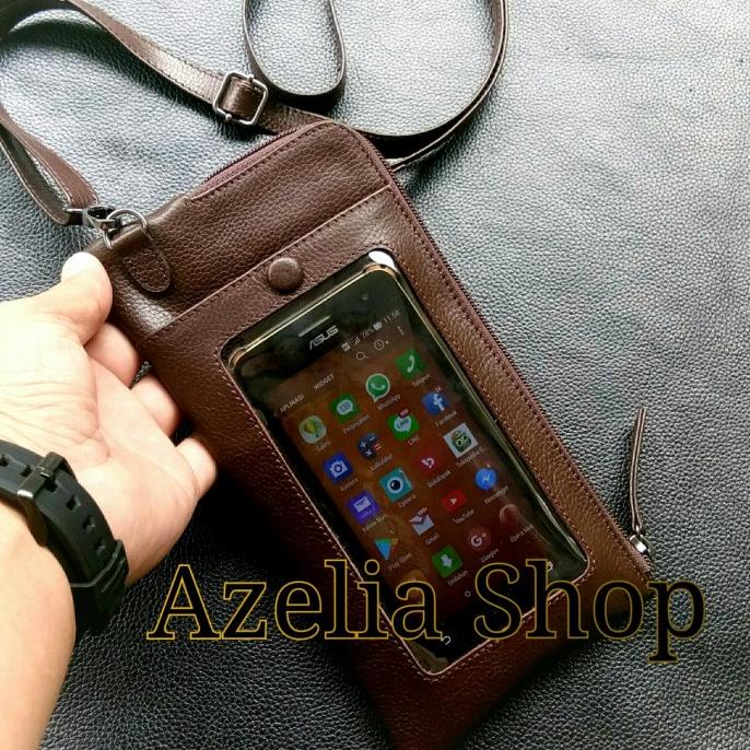dompet hp kulit asli-pria-wanita-tas selempang hp kulit-sling bags
