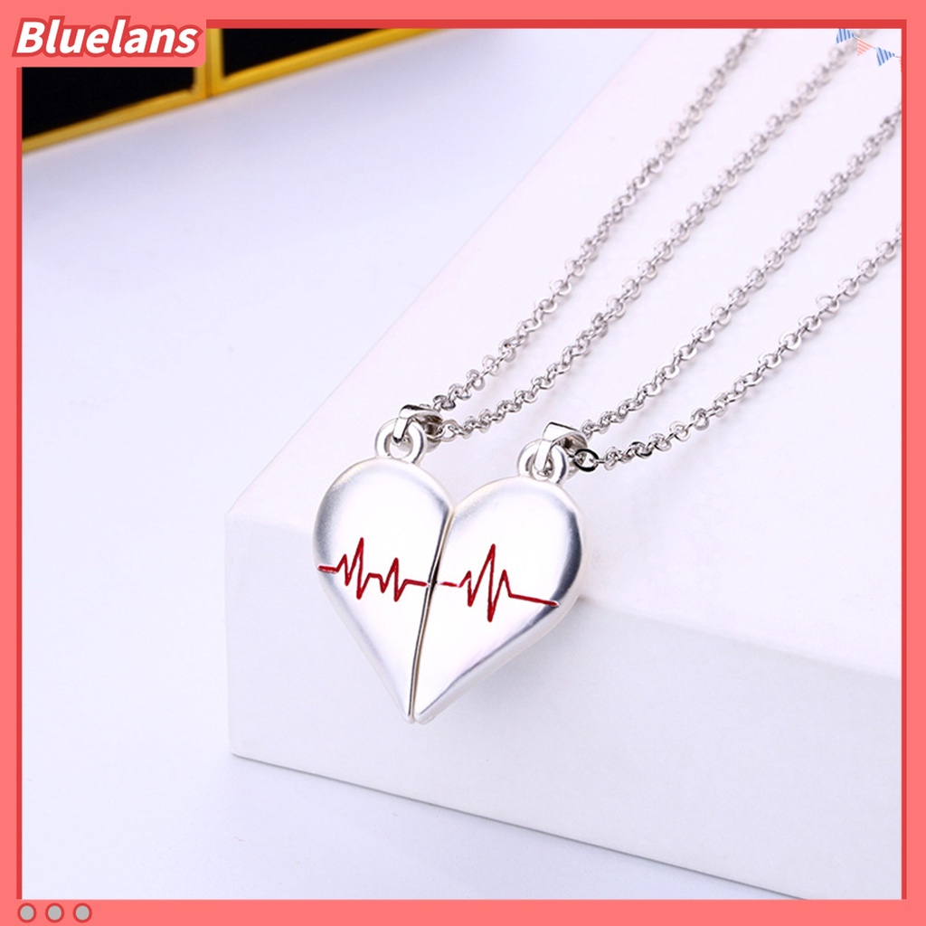 2pcs / Set Kalung Desain Puzzle Hati Bahan Alloy Electroplating Untuk Pasangan