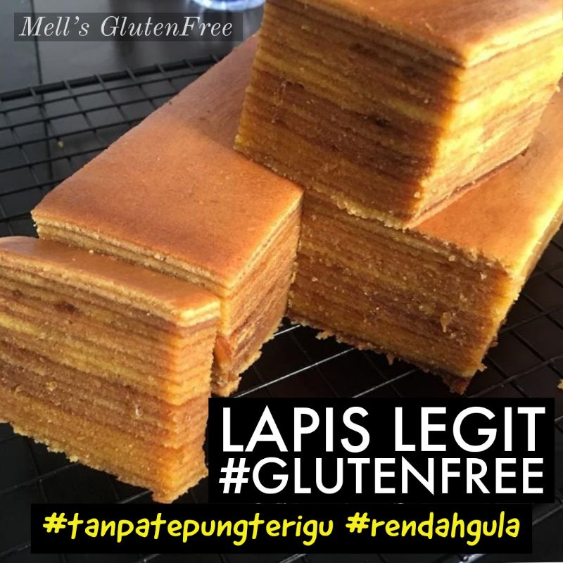 

Lapis Legit GLUTEN FREE - 12x12cm (500gr) - Butter Wijsman, Tanpa Terigu, Rendah Gula, HALAL