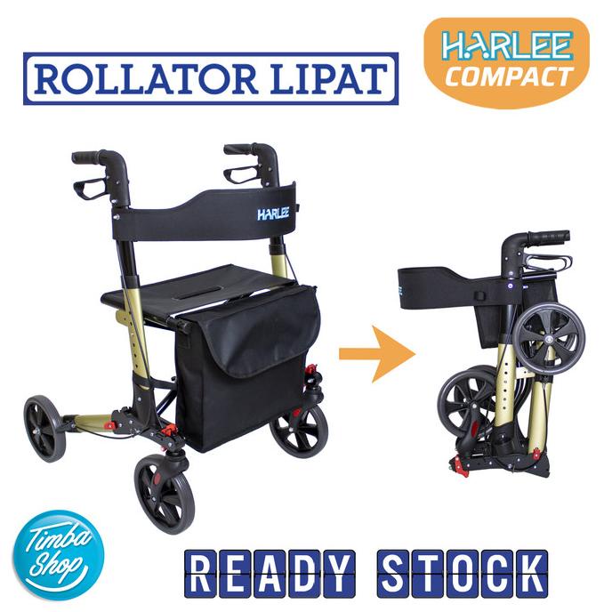 Harlee Compact Rollator - Alat bantu jalan - Walker beroda roda 4