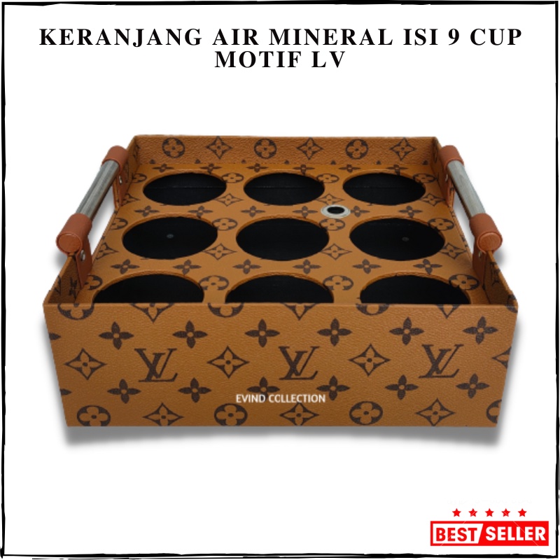 Keranjang Air Mineral Gelas Isi 9 Cup Motif Tempat Aqua Gelas Kulit SIntetis