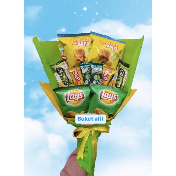 

(S) BUKET SNACK LAYS CHIKI BALL HIJAU MUDA KUNING /Anniversary/bingkisan Snack Ulang Tahun/Ultah/Wisuda/buket snack/ buket wisuda/ hadiah pacar / hadiah ortu / birthday / hampers