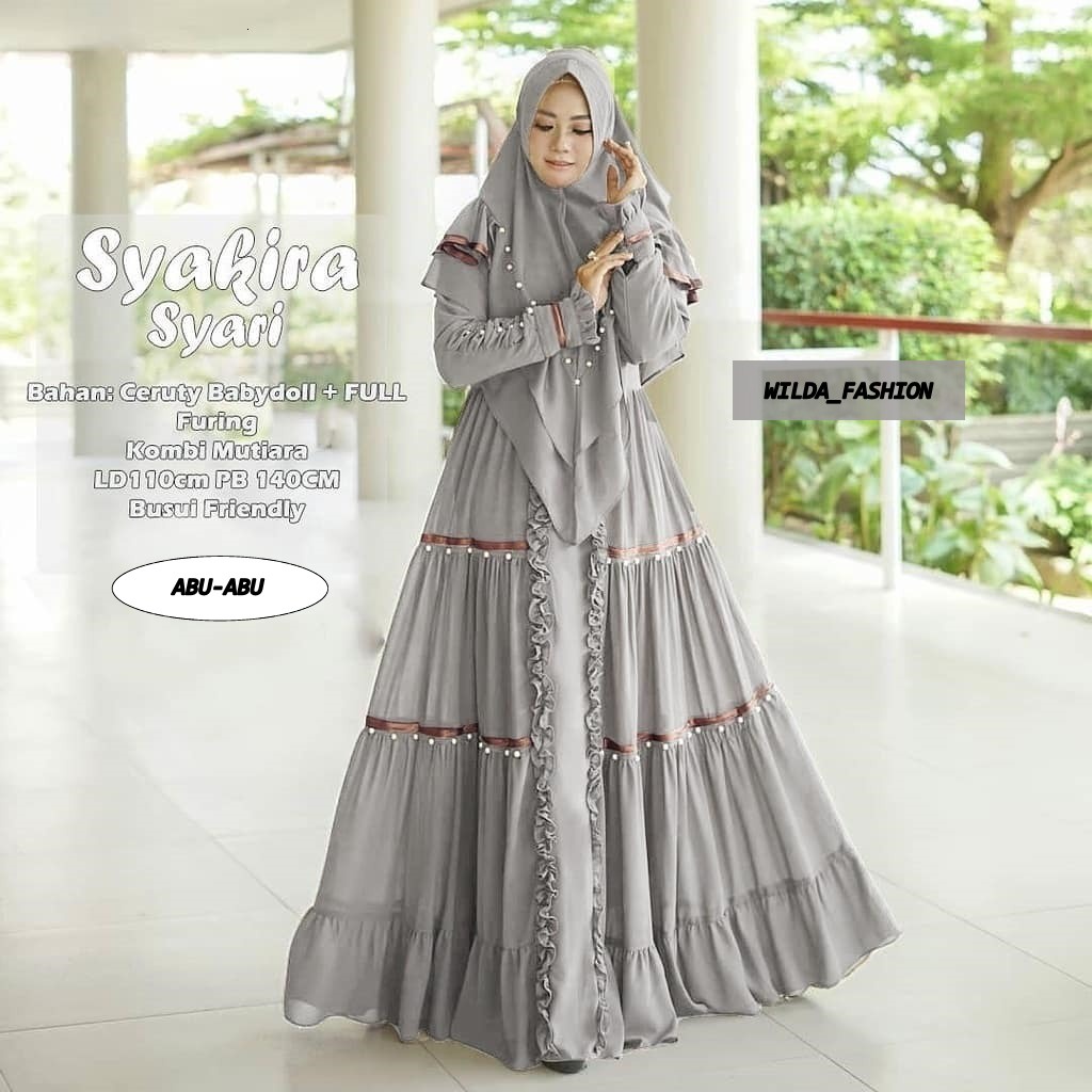 Gamis Wanita Modern 2022 SYAKIRA SYARI / Gamis Plus Khimar / Baju Gaun Mewah Elegan / Gamis Hijab Bu