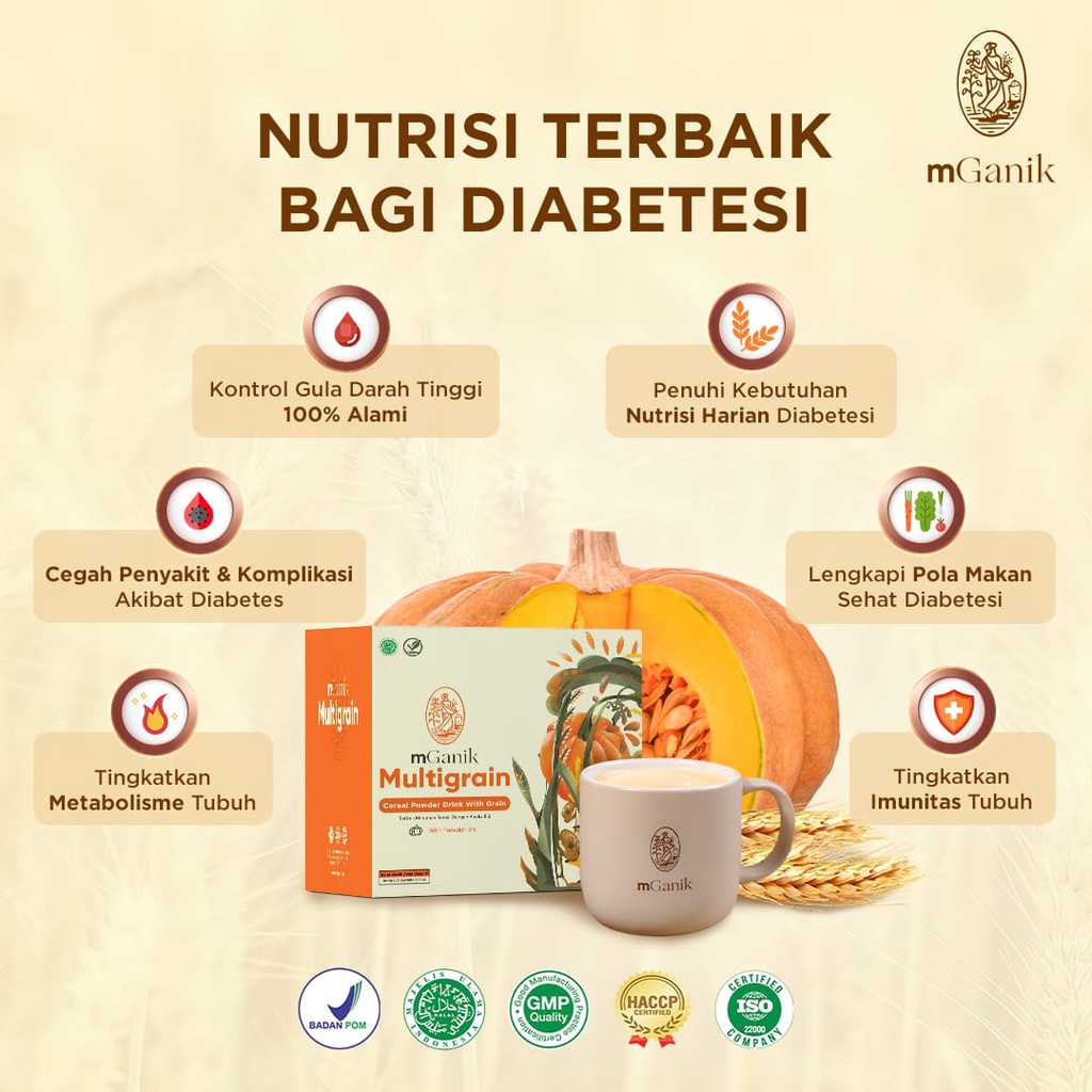 MGANIK Multigrain 500 Gram Isi 20 Sachet Suplemen Diabetes Makanan Pengganti Shaker