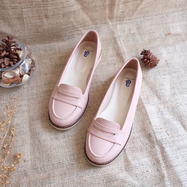 [SIAP KIRIM] BRShoes22 Pink Sepatu Kerja Casual Slip On Wanita