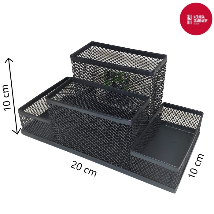 

Stationery Desk/Stationery/Tempat Atk Organizer/Holder/Stand 4 Sekat V-Tec Hitam