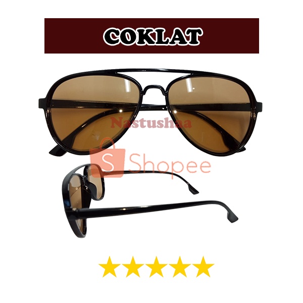 Kacamata Hitam Korea Kacamata Aviator Retro Klasik Frame Plastik Lensa Warna Anti UV400 Untuk Pria / Wanita Sunglasses NOCASE