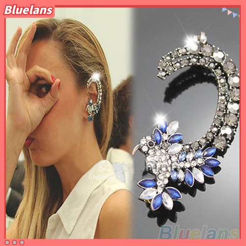 1pc Anting Berlian Imitasi Bentuk Burung Hummingbird Gaya Vintage Untuk Wanita