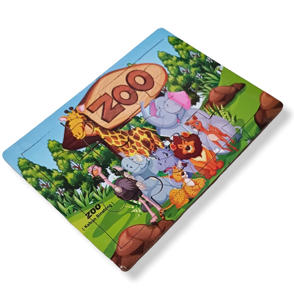 Mainan Kayu Pintar Puzzle Kayu Jigsaw Gambar Zoo Bisa COD