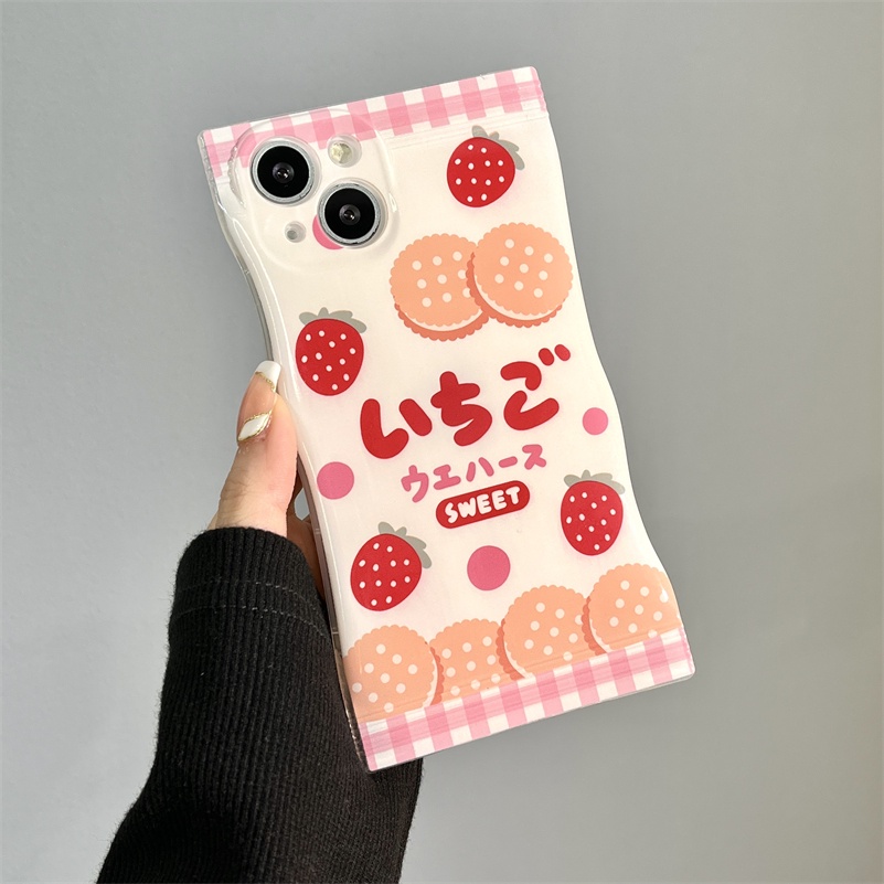 Soft Case Silikon Motif Susu Sapi Strawberry Untuk iPhone 14 13 12 11 Pro Max X Xr Xs Max 8 7 6 6s Plus