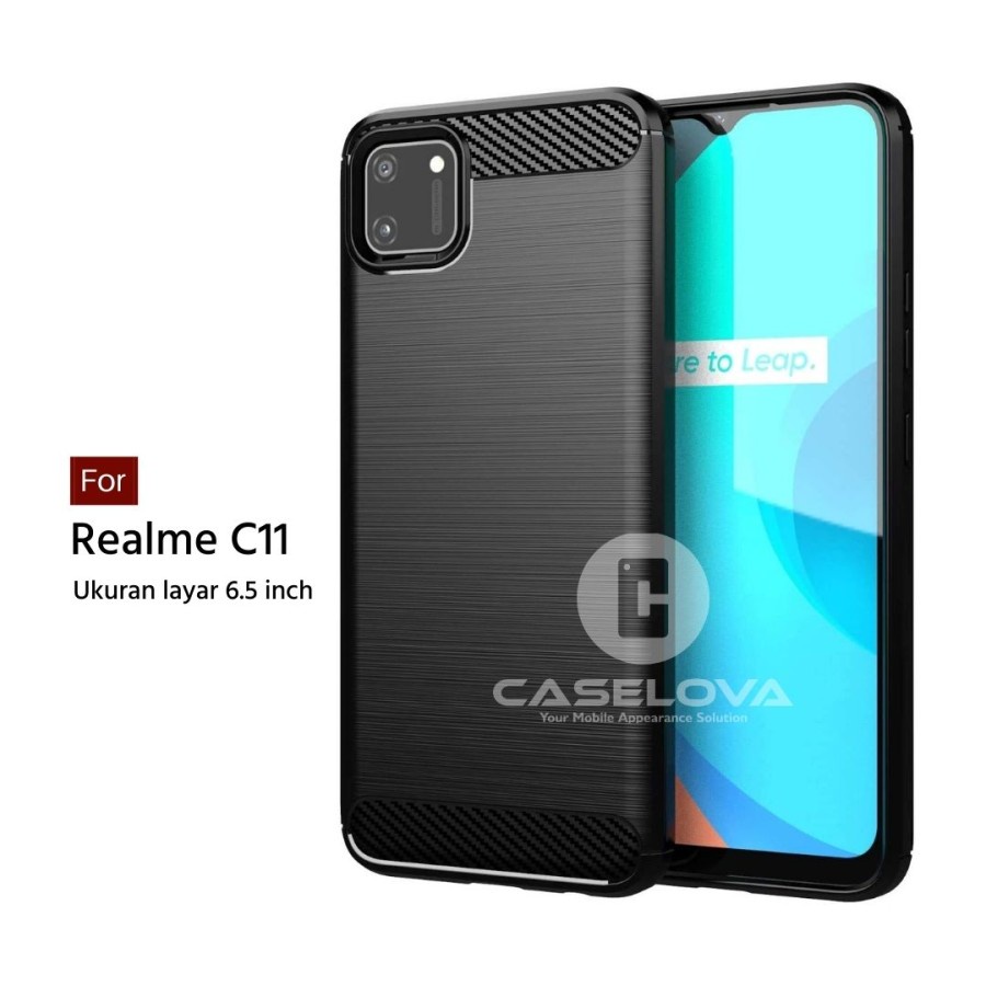 CASE SLIM FIT CARBON IPAKY REALME C11 2020 / C11 BIASA SOFTCASE - GA