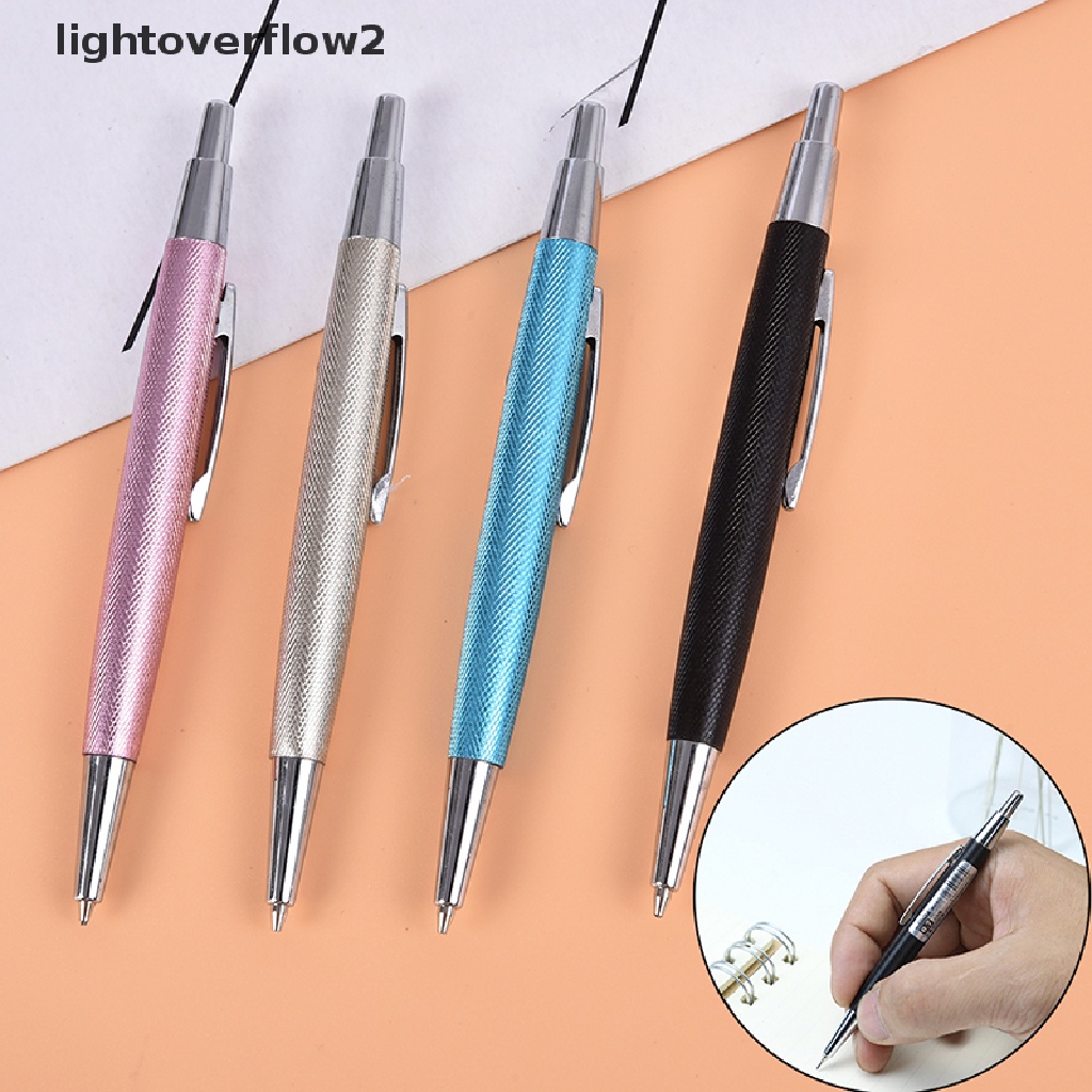 Lightoverflow2 Pensil Mekanik Otomatis Mini 0.7 / 0.5mm Bahan Metal Untuk Menulis