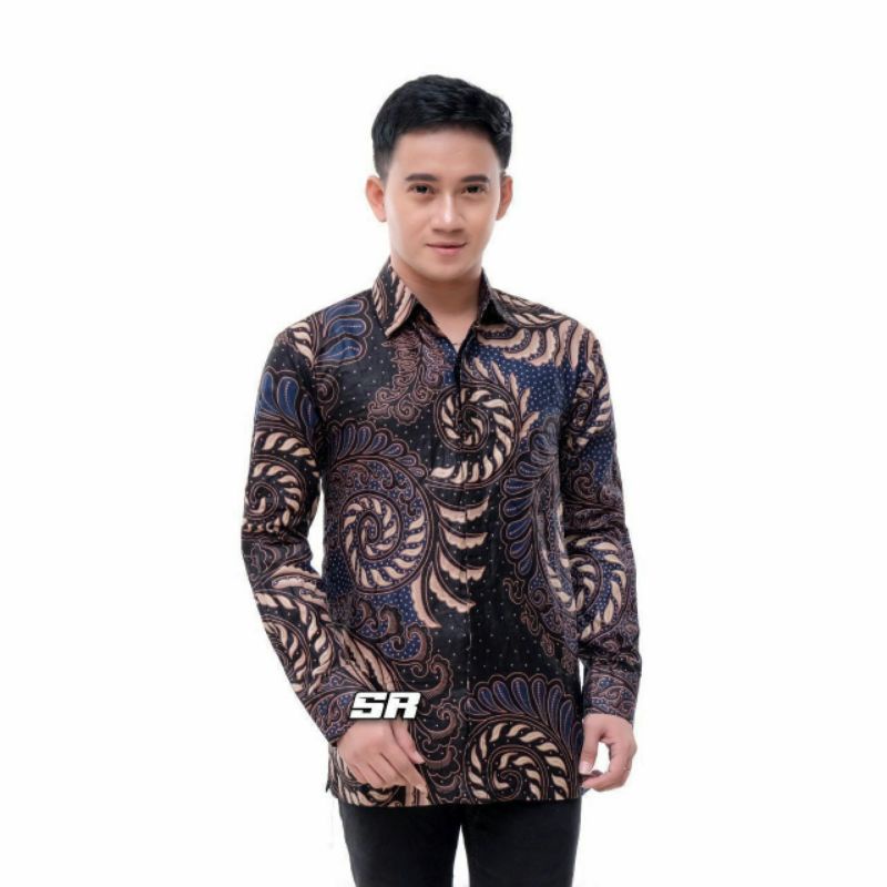 (COD) PROMO BATIK PRIA SIZE M L XL XXL BSWART BATIK HRBO26 Hem panjang padi