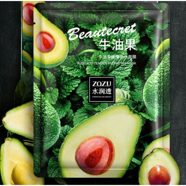 Masker Wajah Zozu Avocado Tender Facial Sheet Mask Alpukat