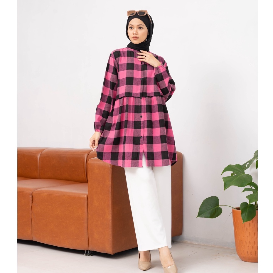 KEMEJA TUNIK FLANEL YISOO LONG SHIRT PREMIUM SHIRT B522