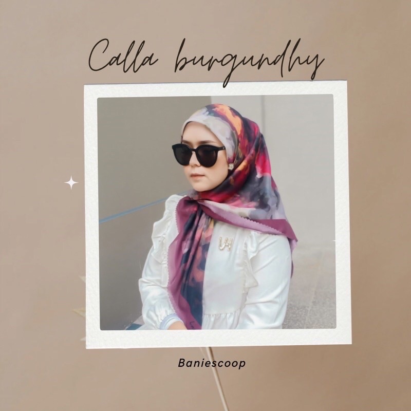 Hijab Segiempat Voal Baniescoop Calla Burgundy