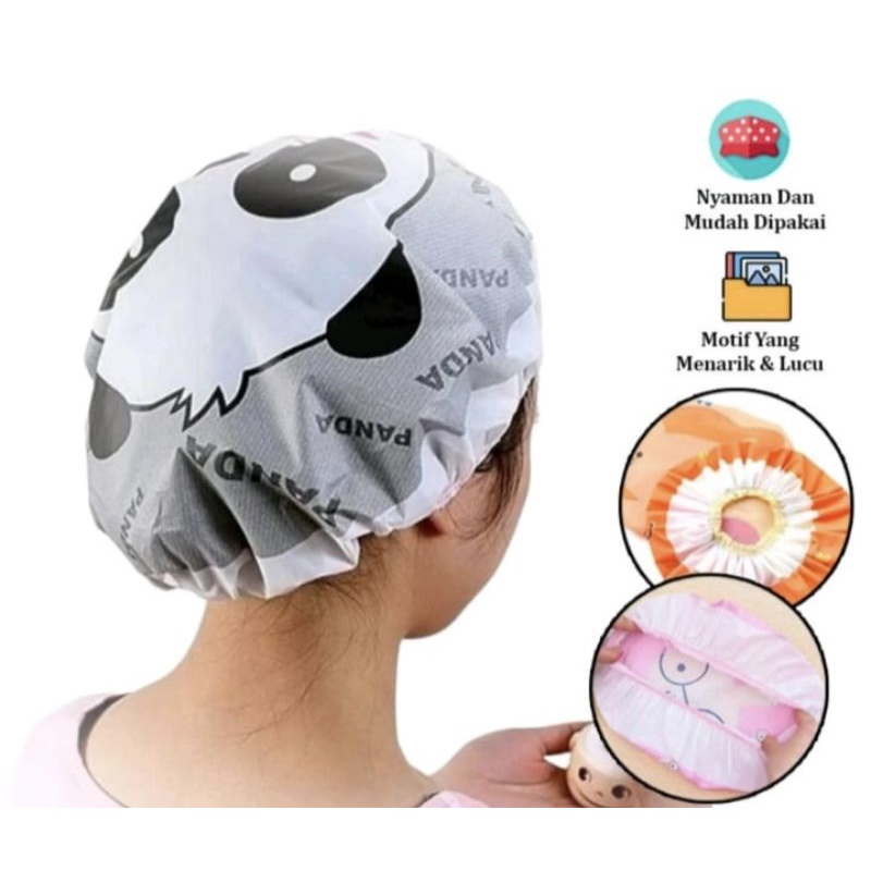 Shower cap karakter waterproof topi mandi rambut