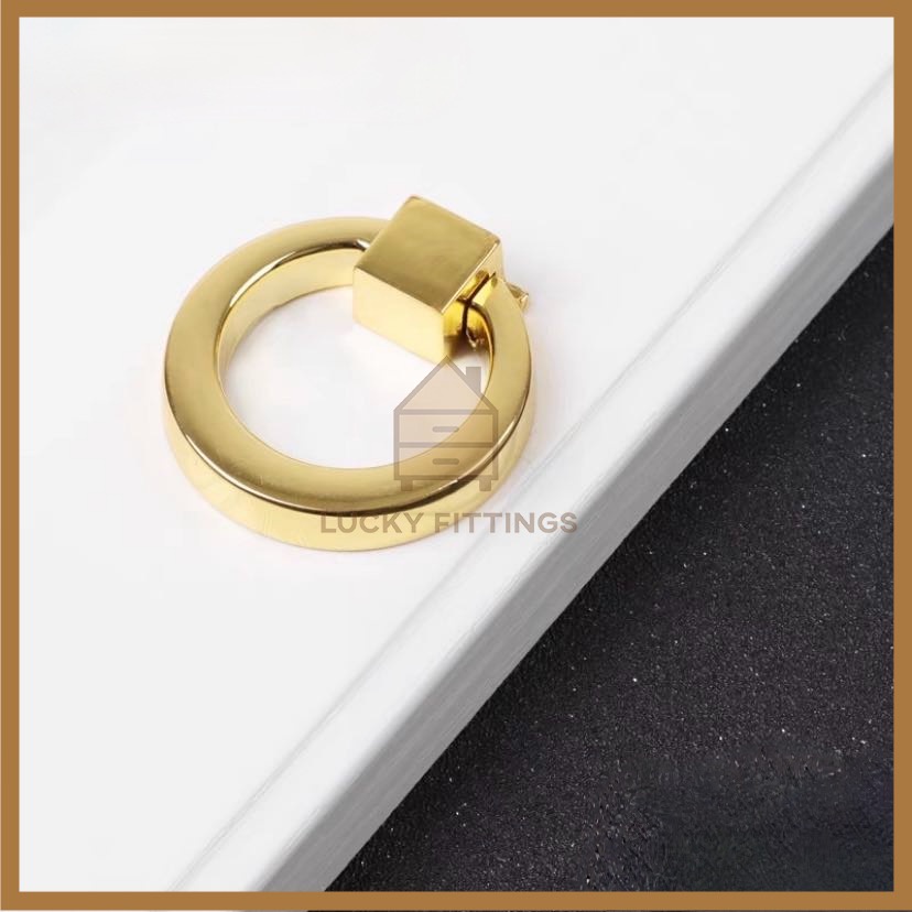 Handle Laci 522 Gold / Emas Ring Cincin Tarikan Gagang Knob Bulat Lemari Minimalis Knob Dapur