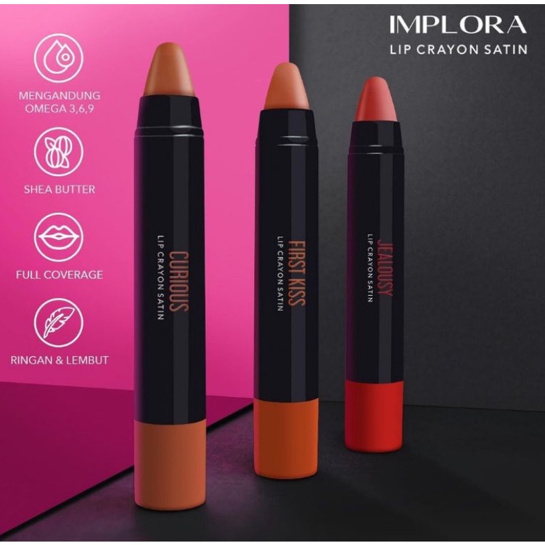 IMPLORA Lip Crayon Satin | Lipstick | Lip Cream | Lipcrayon satin matte BPOM