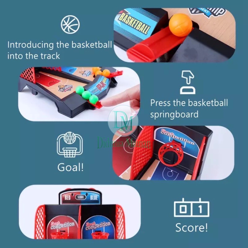 Mainan anak tanding lempar bola basket board finger game set shooting basketball