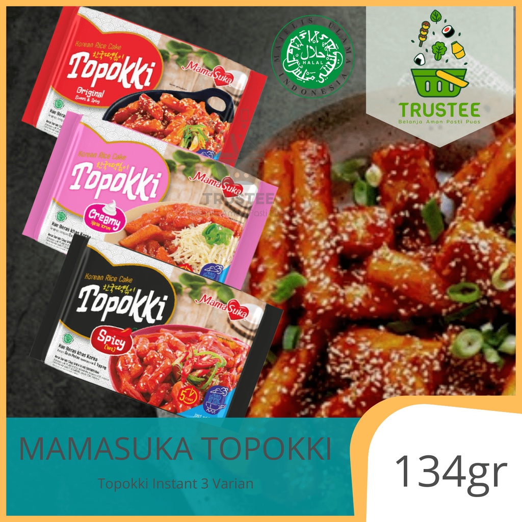 MamaSuka Topokki Instan Halal 134gr / Tokpoki / Tteokbokki Rice Cake