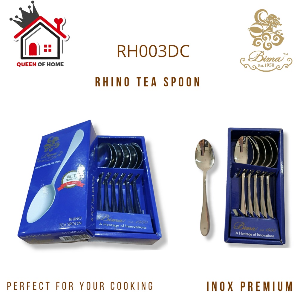 Bima Rhino Tea Spoon Sendok Teh RH003DC Stainless Steel 14cm 6pcs