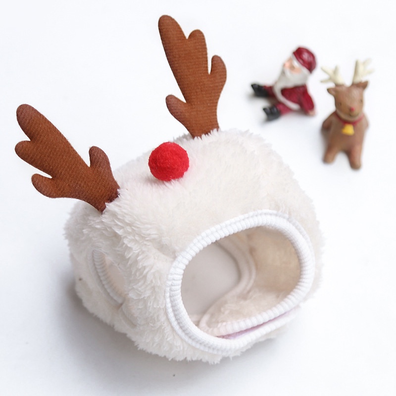 Topi Handuk Air Liur Anjing / Kucing Peliharaan Desain Tanduk Untuk Natal