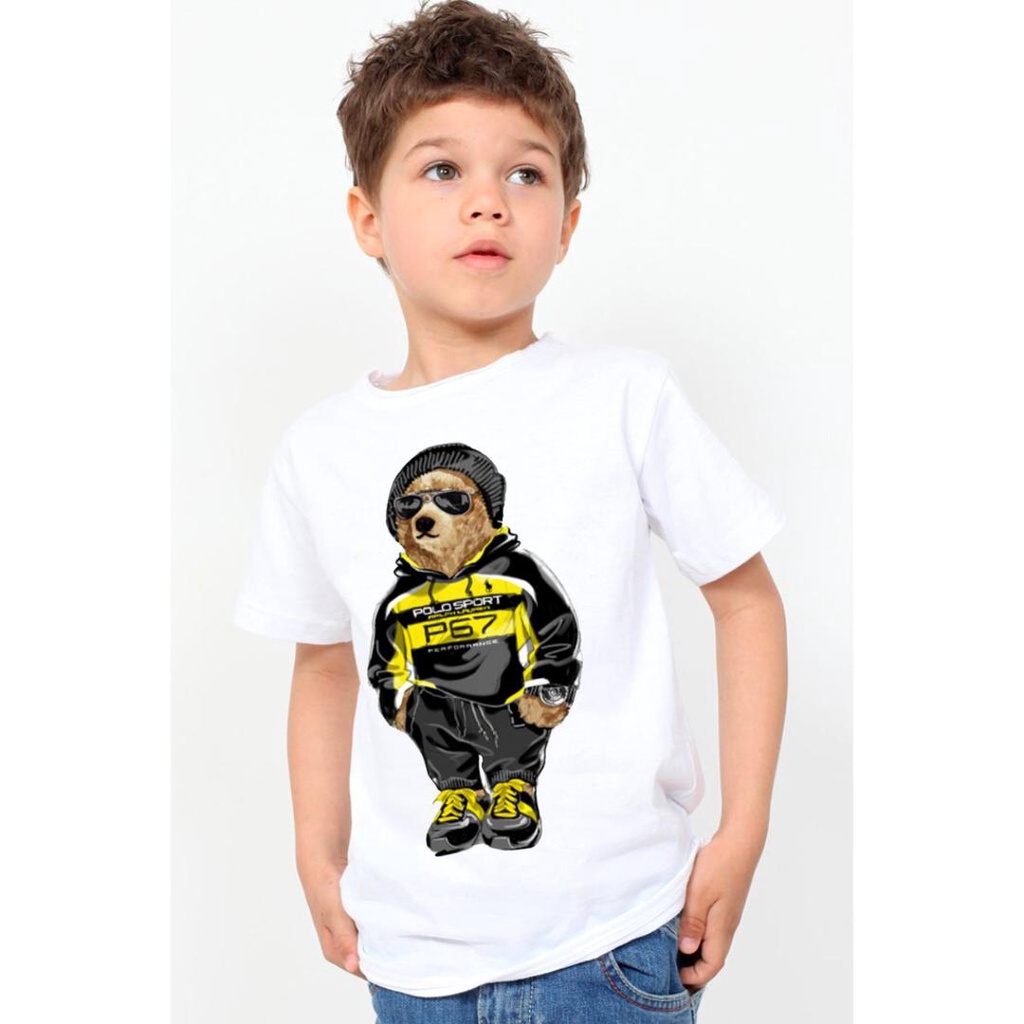 BEFAST - ZTL OOTD Tshirt Anak GINELA / Tshirt Anak BEAR MAMBA Print (Size 6 - 10) / Fashion Anak Jalan-Jalan / Kaos Termurah / Pakaian Anak Casual / Kaos Anak Unisex / Atasan Lengan Pendek / Kaos Anak Motif Keluaran Terbaru