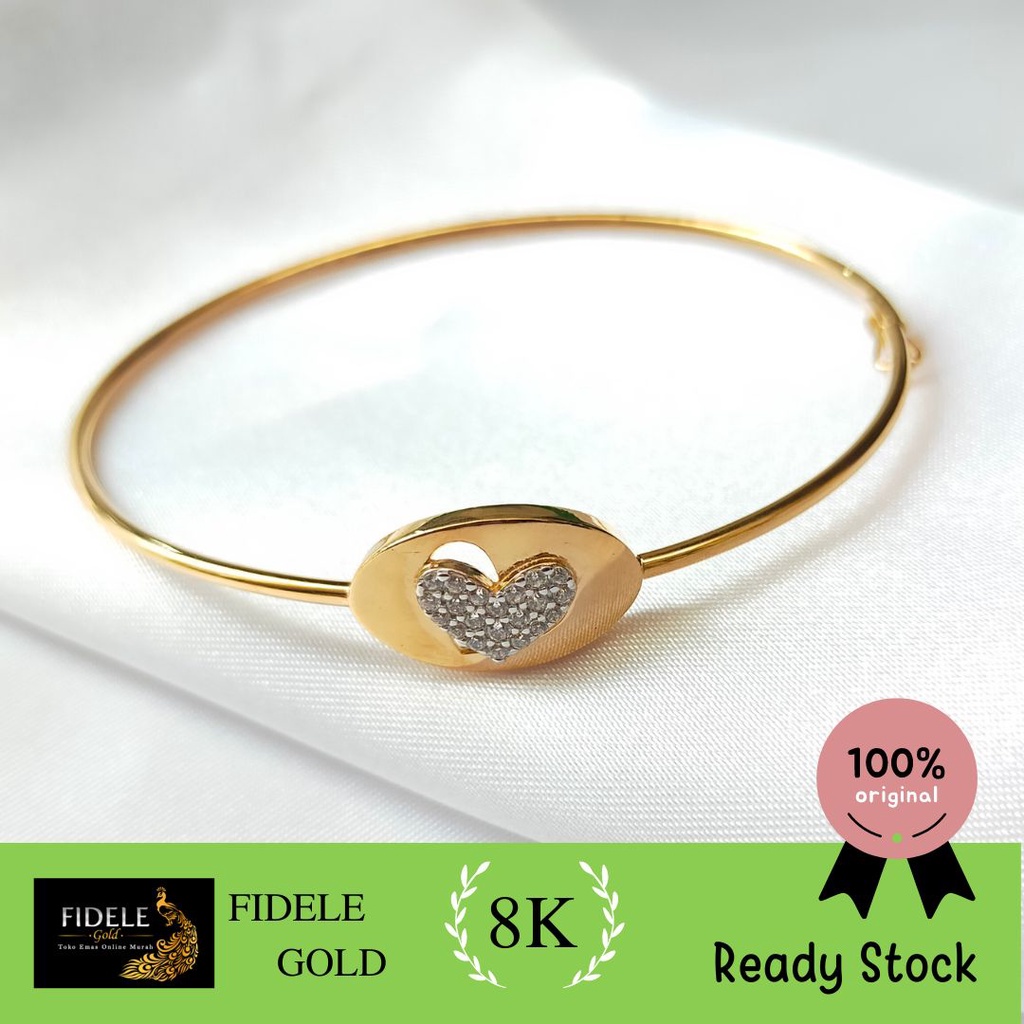 Gelang Love Mata Hati Kekinian 375 emas asli premium emas asli