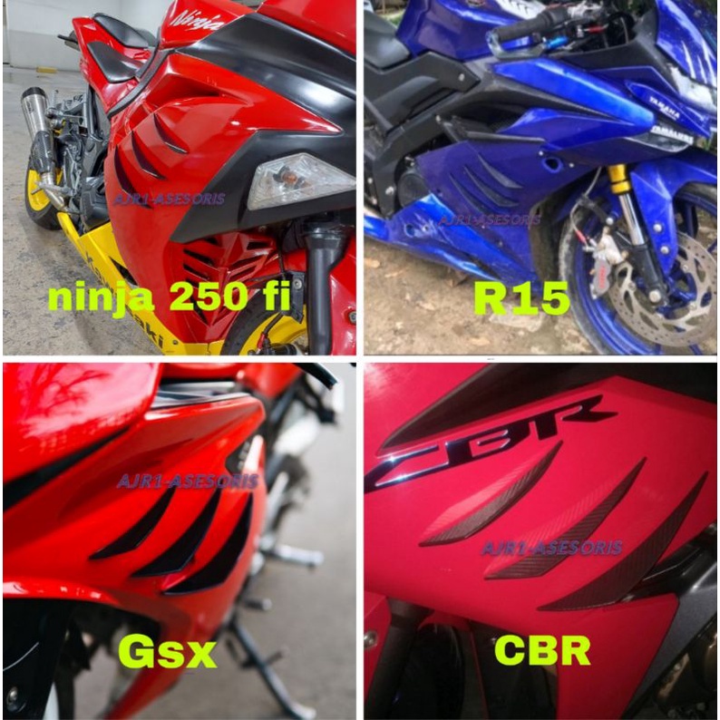 winglet samping winglet sirip hiu winglet motor all Ninja,all CBR,R15,R25 bisa untuk semua motor (DA