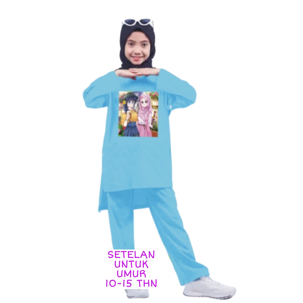 Setelan Anak Perempuan Remaja Bahan Kaos Babyterry Kaos Lengan panjang dan Celana panjang Oversixze XXL 10 11 12 13 14 15 Tahun . One Set Anak Perempuan Terbaru 2023 Viral Stelan Remaja Kekinian Setelan Baju Anak Tanggung K1