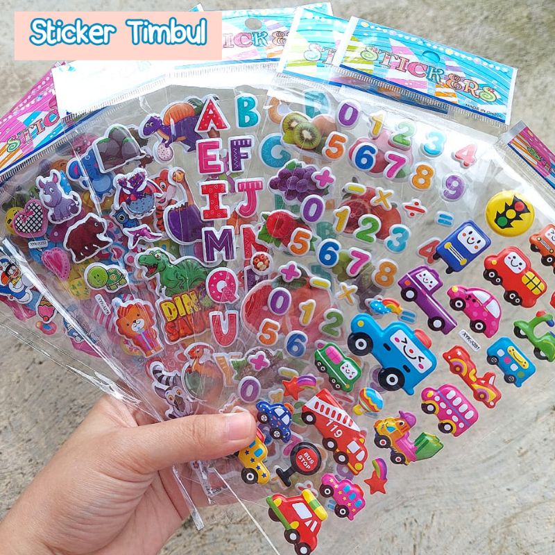 

Sticker Timbul anak Dinosaurus Transport Hewan Alphabet Angka / stiker anak