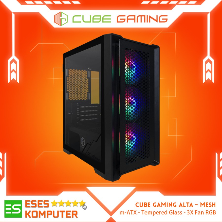 Case CUBE GAMING ALTA V2 BLACK | USB Type C | mATX | 3X FAN RAINBOW