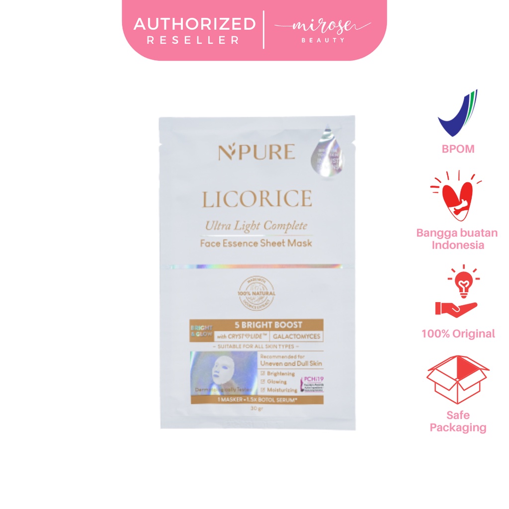 NPURE LICORICE ULTRA LIGHT COMPLETE FACE ESSENCE SHEET MASK