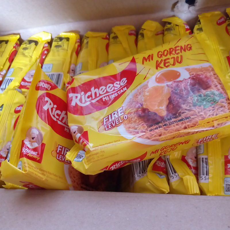 Richeese Mie Goreng Keju Mi Kuah Ramen Pedas 1 Dus Karton Isi 40 Pcs All Varian Level Lev 0 3 5
