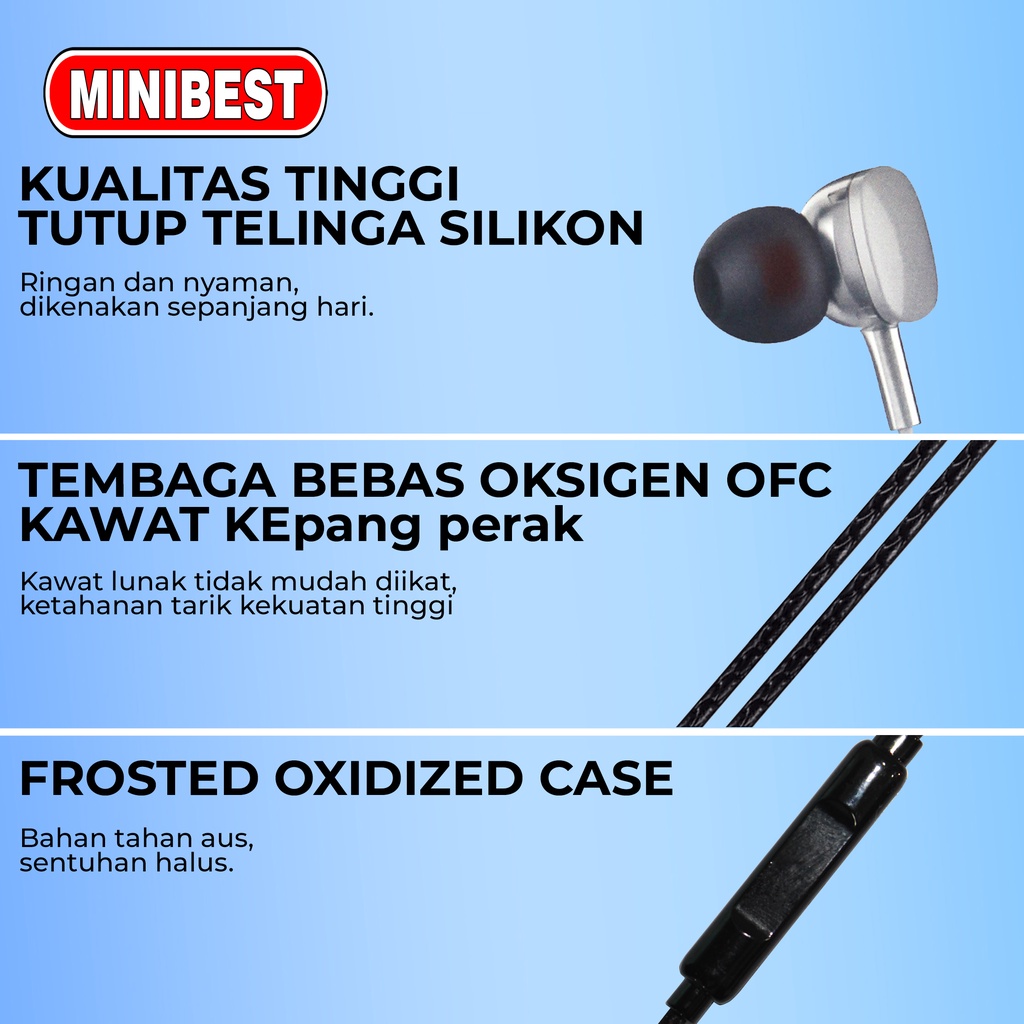 [MB] MB-135 Headset Earphone Gaming musik original in ear Mikrofon Noise Cancellation Kabel Stereo 3.5mm