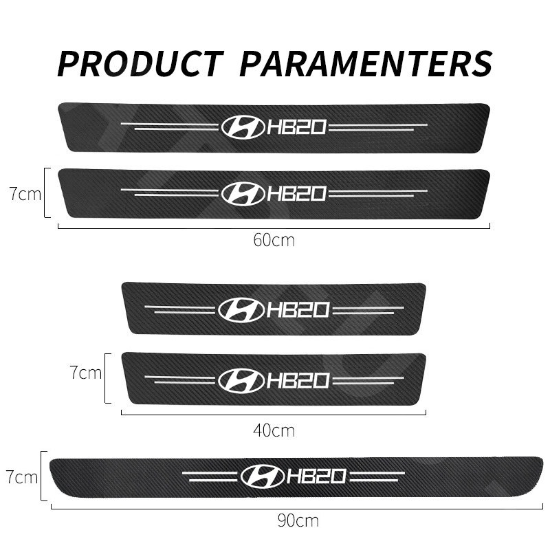 Hyundai HB20 Carbon Fiber Car Door Sticker Protector Auto Threshold Strips Sticker Anti Gores