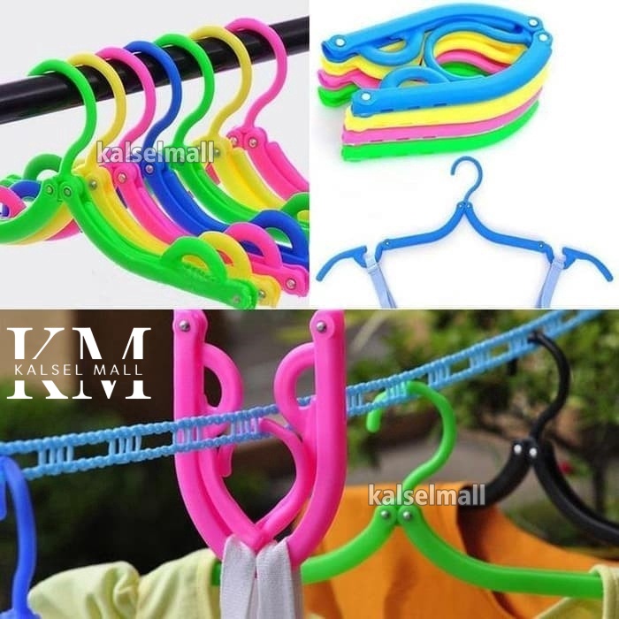 Gantungan Baju Lipat Magic Kapstok Hanger Jemuran Penjepit Serbaguna Pakaian Kaos Kaki Sepatu Dalaman Portable Travel Foldable Simpel Ukuran Kecil Mini Polos Dan Praktis ART22