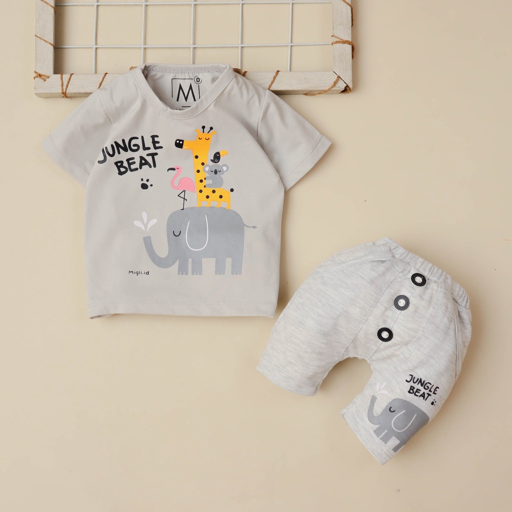 MG Motif Jungle Beat / Setelan Baju Bayi 6 Bulan - 3 tahun / Baju Anak Laki-laki