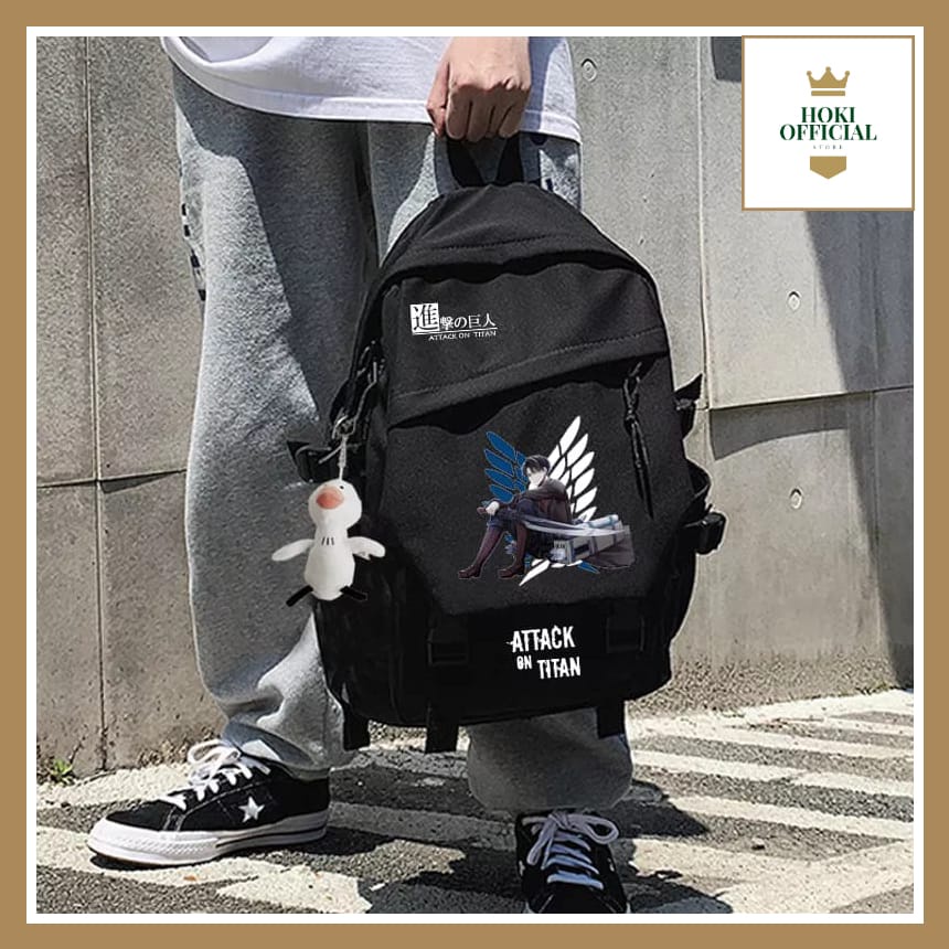 [COD] Attack On Titan Ransel Pria Wanita Kapasitas Besar Tas Sekolah Ransel Anime Sablon Levi Ackerman Mikasa Eren Yeager HokiOfficial