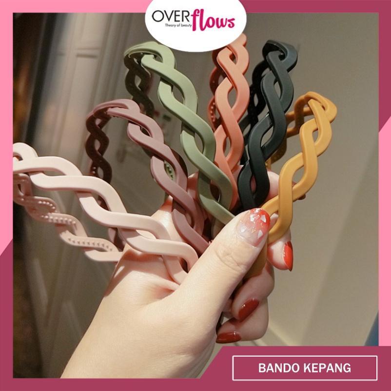 OVERFLOWS.ID Bando Korea Gelombang Polos Warna Doff Gelombang Plastik Hairband Bando Hitz Full Color Dark Termurah