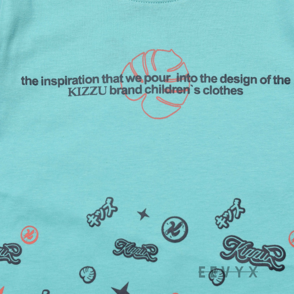 Kizzu Baju Kaos Distro Anak Laki Laki Umur 1-12 Tahun Bahan Cotton - Font Tosca - Eevyx Store