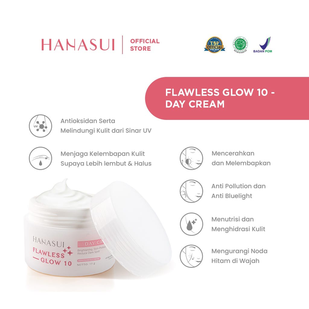 Hanasui Flawless Glow 10 Night Cream Day Cream/ Krim Hanasui Original 100%