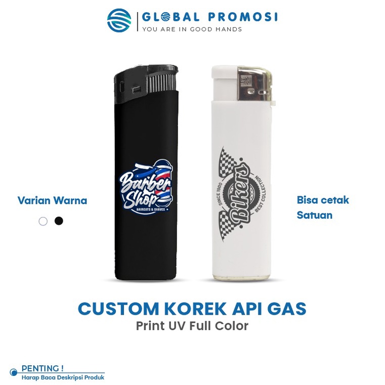 Korek Api Gas Custom Mancis Cetak/Print UV Promosi/Souvenir Full Color Gradasi Design Bebas 2 Sisi