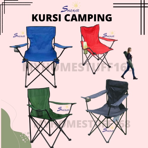 KURSI LIPAT TRAVEL CAMPING OUTDOOR SANDARAN SANTAI PORTABLE-CAMPING CHAIR 4 WARNA